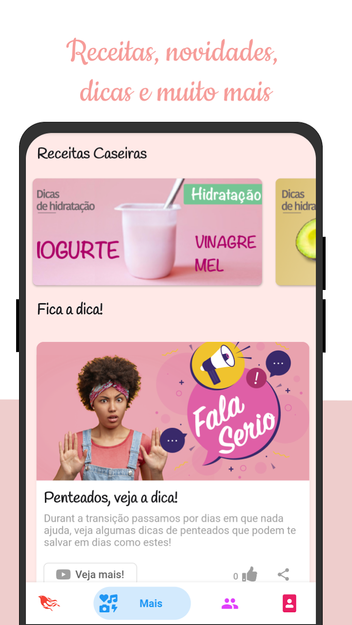 Tela do app Minha Transição Capilar