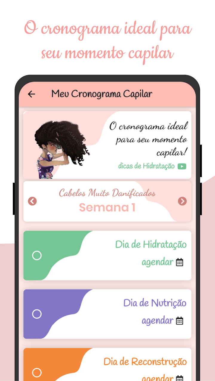 Tela do app Minha Transição Capilar